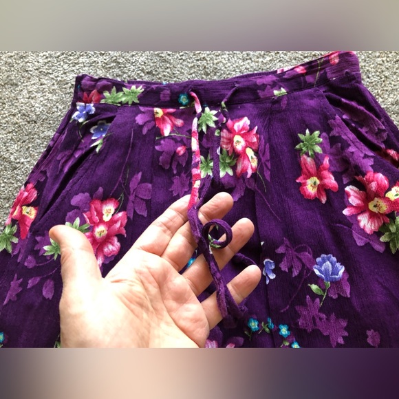 Jaclyn Smith Hawaiian Floral Skirt size S Midi Tie Elastic Waist wrinkle fabric - Picture 13 of 15